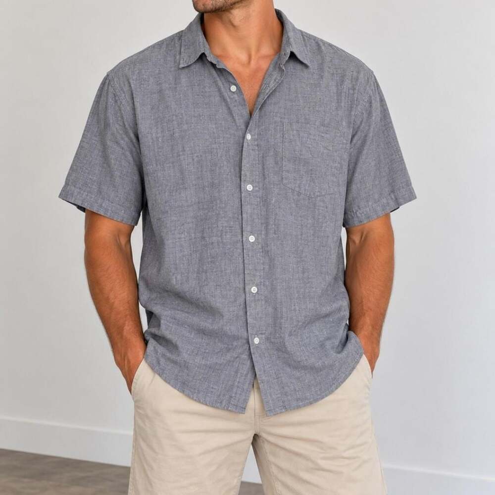 Alexander Julian Gray Linen Blend Button-Up Shirt 🤍✨